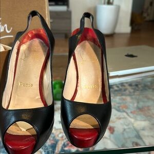 Christian Louboutin Black High Heel Peep Toe Shoes